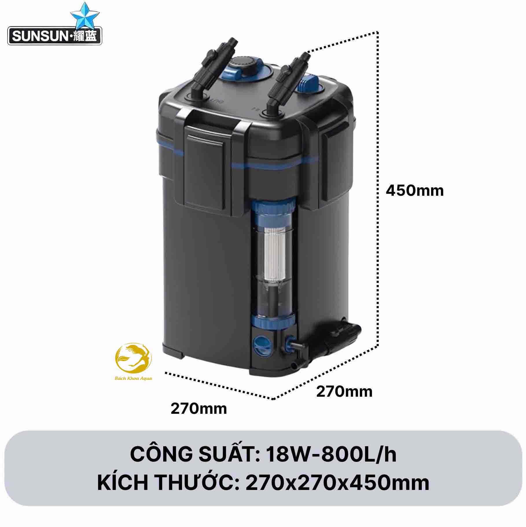 Lọc thùng Sunsun YWY-800 thông minh tích hợp xả đáy